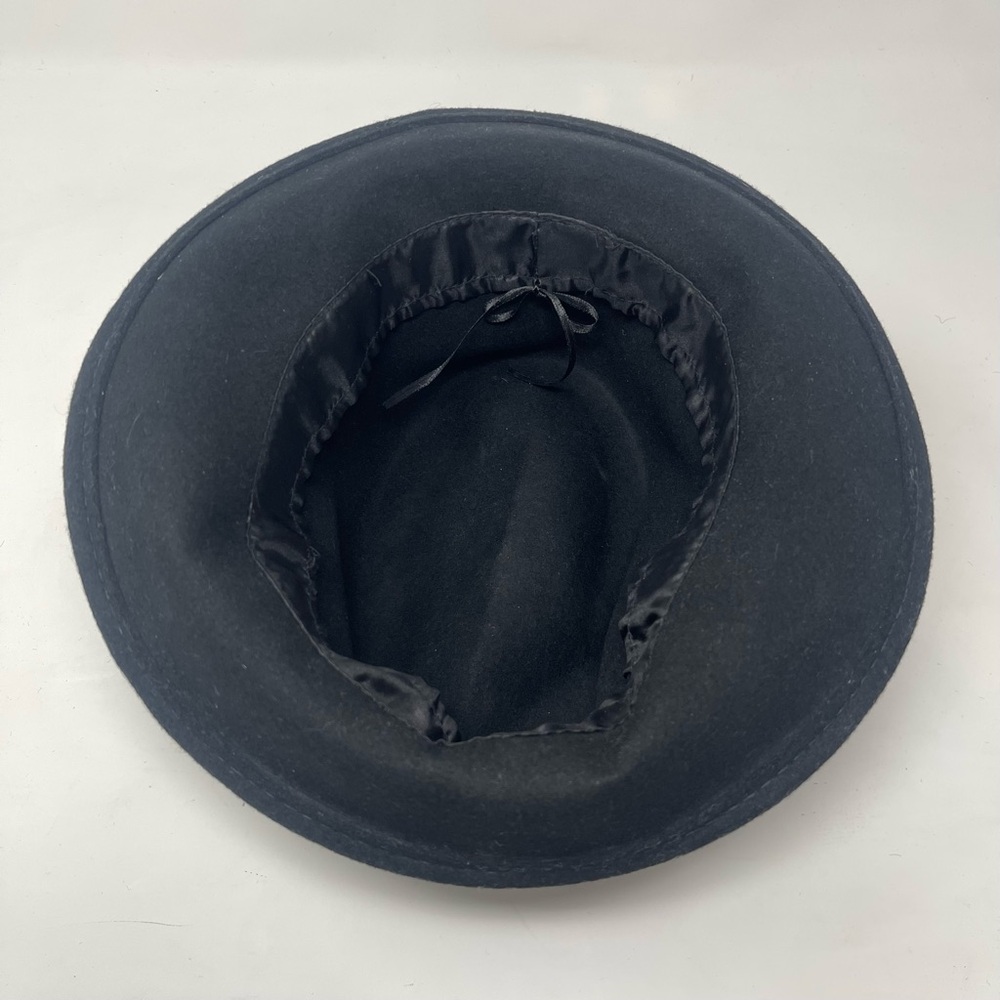 Vintage Black Wool Fedora Hat | Classic Wide Brim | Timeless Minimalist Style - Picture 8 of 8